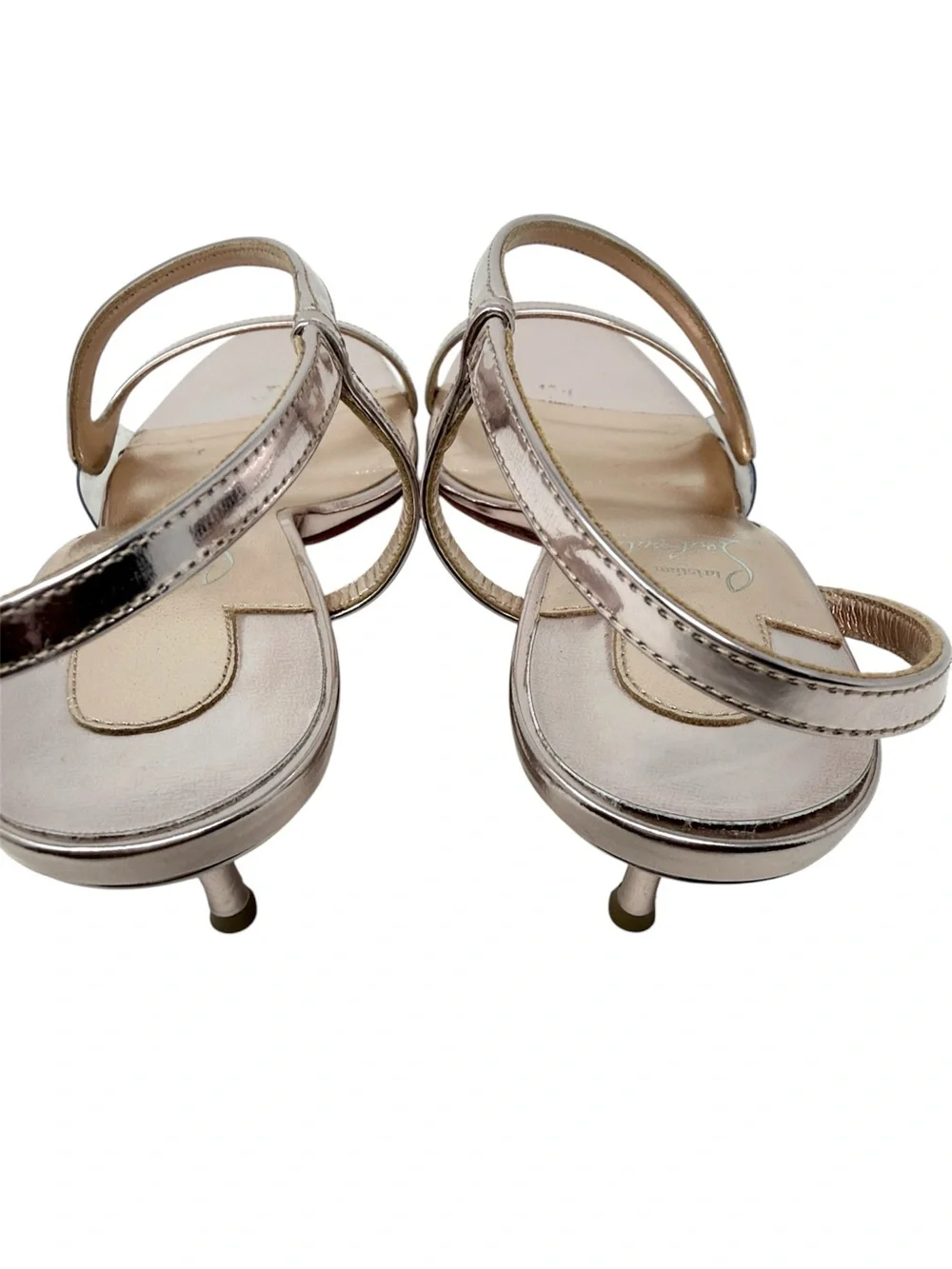 Christian Louboutin Rosalie 55MM Vintage Rose Metallic Sandals Size 38